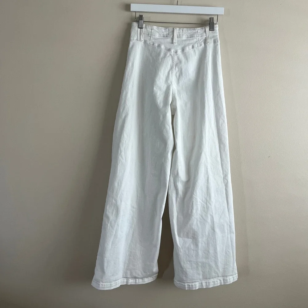 Free People We The Free Libre Wide Leg Jeans White High Rise Denim Size 28
